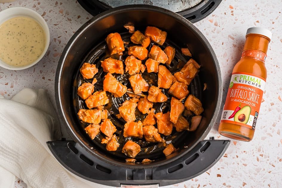 Air Fryer Buffalo Salmon Bites (Easy 10 Minute Dinner)