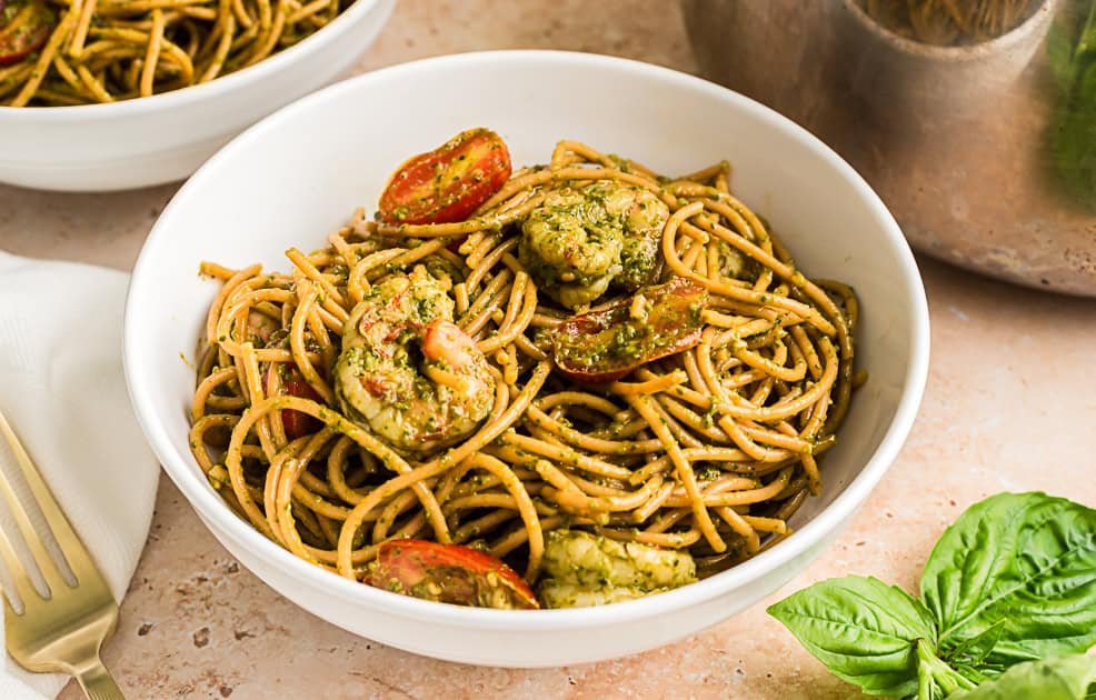 Pesto Shrimp Pasta (Easy 15 Minute Dinner)