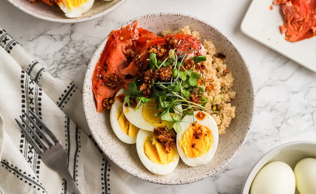 Easy Smoked Salmon Quinoa Bowls